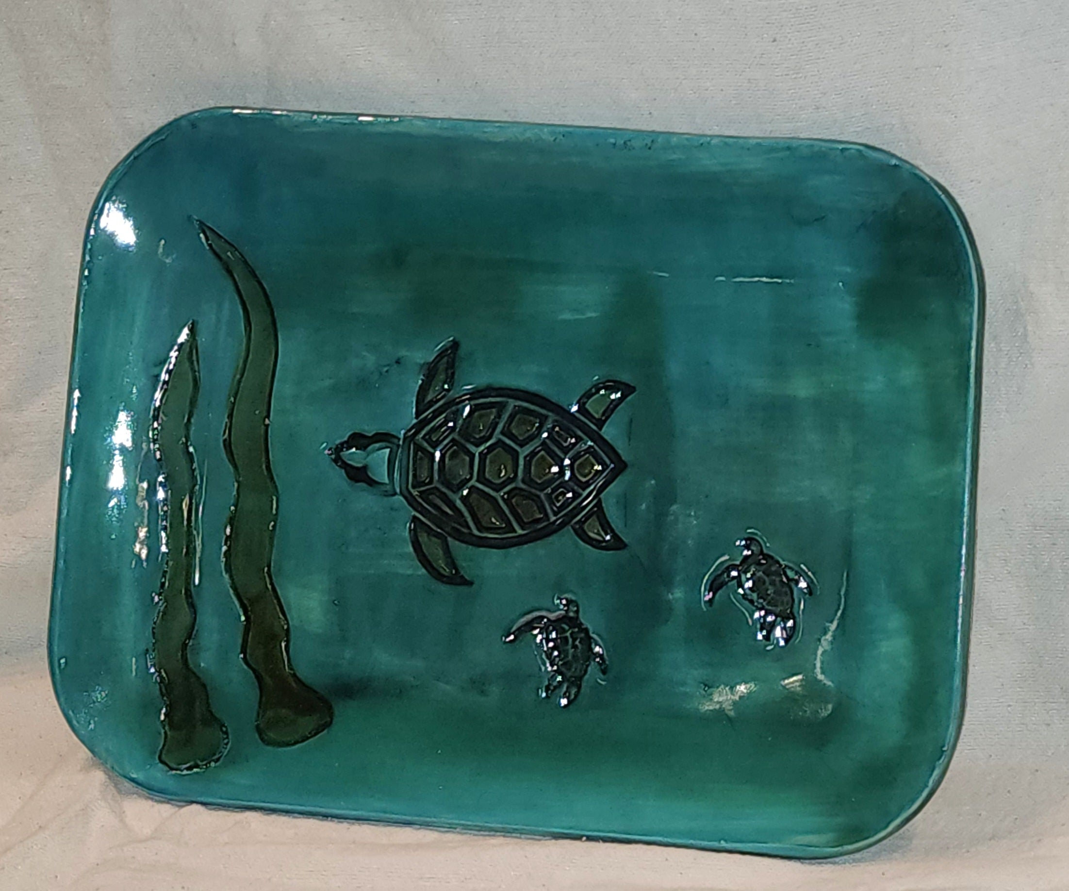 Artisan Pottery Serving Platter – Leaf Impression Design, Handmade Stoneware